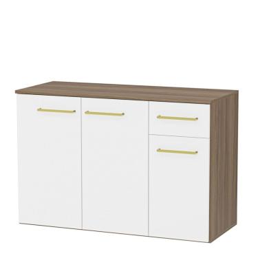 Imagem de Balcão Auxiliar Modulado Bancada Cozinha Compacta Nogal/Branco