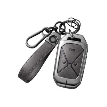 Imagem de Capa de couro para chave de carro, liga de zinco, compatível com kain kaiyi kunlun ihd r 300 500 ev, acessórios internos(B gray chain)