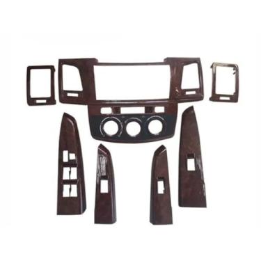 Imagem de Kit de carroceria para painel de carro acessórios de carro capa de painel de grão de madeira pêssego compatível com Hilux Vigo 2012-2016 parte externa