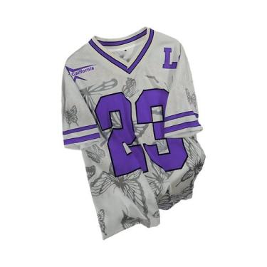 Imagem de Camiseta Masculina De Verão Com Decote Em V Casual Esportiva Respiráve