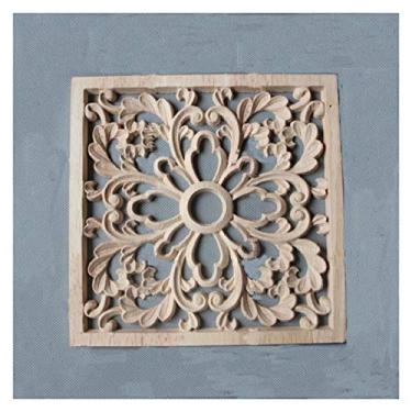 Imagem de 2. 0 CM Apliques de onlay de madeira para o centro de mobiliário em casa, artesanato-esculpido decalque seminted mobiliário porta applique onlay armário decoração guarnição de madeira(D,1PCS)