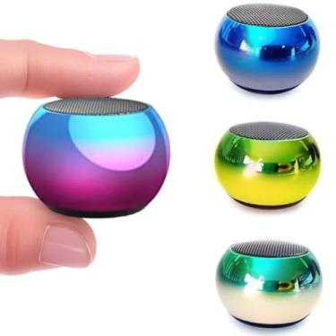 Imagem de Mini Caixa de Som Bluetooth 3W Alto-Falante Portátil Metálico com Microfone Bateria Recarregável USB 50mm Cores Sortidas