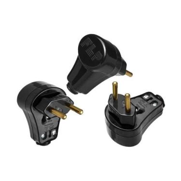 Imagem de Plugue Pino Macho Prensa Cabo 90º 2p 10A 250v Nbr Preto - EPM ACESSORI