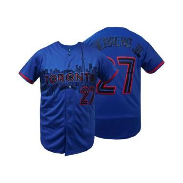 Imagem de Toronto Masculino  Camisa De Beisebol Bordada 27, Modelo Soltinho Com 