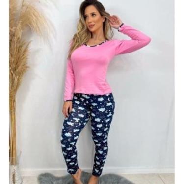 Imagem de Pijama Adulto Suede Viés Conforto Inverno Linha Noite-Feminino