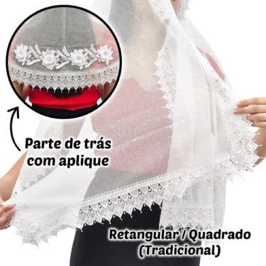 Imagem de Véu Ccb Congregação Cristã Com Aplique Floral 3D Adulto (modelo Glória