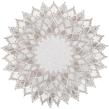 Imagem de 2 peças de toalha de mesa redonda natural de renda em tons neutros de terra para mesas redondas para cômoda mesas de centro 61 cm 40 cm (natural)