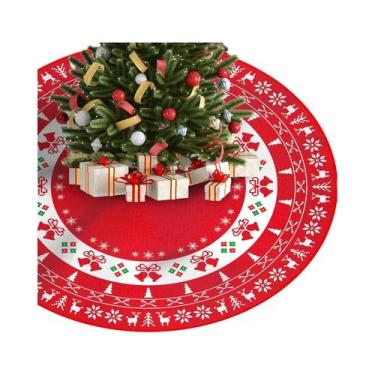 Imagem de Tapete Para Árvore De Natal VIKAMA Grande Com Tema De Boneco De Neve, 