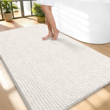 Imagem de OLANLY Tapetes de banheiro espessos 139 x 89 cm, tapetes de banho de chenille absorventes extramacios, suporte de borracha, lavar à máquina e secar, tapetes de banho para piso de banheiro, banheira e