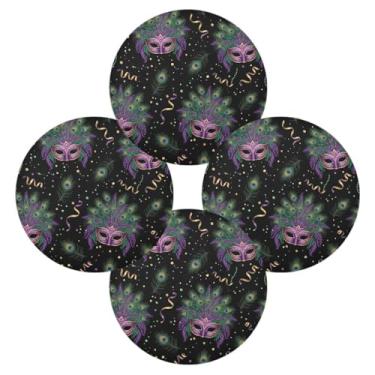 Imagem de Wassud Jogo americano conjunto de 4 tapetes de mesa redondos de penas para cozinha e jantar tapetes laváveis resistentes ao calor para decoração de mesa 39 cm