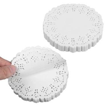 Imagem de DOPENSPI 300 peças de toalhas de papel branco, jogo americano descartável de renda redonda, toalhas brancas para bandejas de sobremesa, festa de casamento, decoração de utensílios de mesa, artesanato