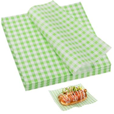Imagem de 150 peças de folhas de papel encerado de 18 x 18 cm, forros de cesta de alimentos WD&CD premium, pequenas folhas de papel quadriculadas premium, forros de cesta de alimentos para churrasco, piquenique