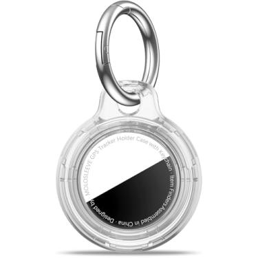 Imagem de MOLOSLEEVE Pacote com 1, 2, 4 capas para airtag com chaveiro, capa de GPS à prova de choque, chaveiro antiarranhões para etiquetas de ar, acessórios para rastreadores de itens GPS para bolsas