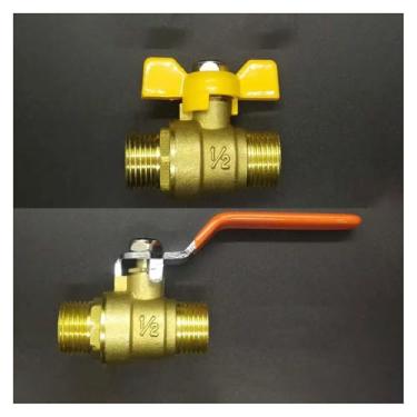 Imagem de Ferramenta de hardware 1/20.3 cm 1/10.2 cm 3/20.3 cm 1/5.1 cm 3/10.2 cm 2.5 cm BSP macho para macho válvula de esfera de latão com botão longo punho curto água gás combustível óleo casa jardim tubo