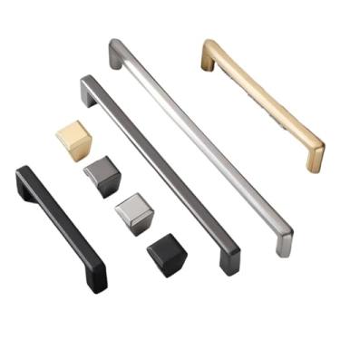 Imagem de CXYFQUUK Puxadores de porta de armário de latão dourado pérola moderna puxadores de gaveta de liga de zinco cinza móveis de cozinha Hardwar 2 peças (B-ouro-160 mm)