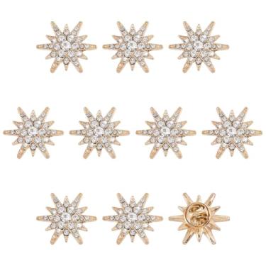 Imagem de HOBBIESAY Prato de prata octagrama estrela broche broche corpete strass corpete broche broche suéter vestido xale joias acessório decoração para acessórios de vestido elegante casamento Natal joias