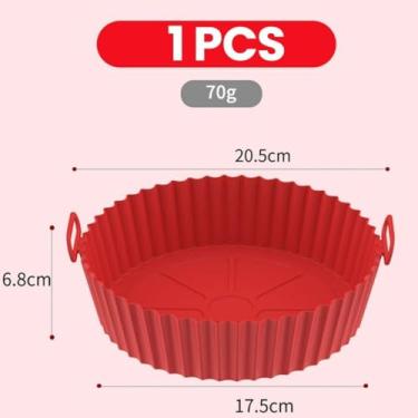 Imagem de Forma Redonda de Silicone para Air Fryer | Bandeja Antiaderente para Fritadeira Elétrica | Acessório Reutilizável até 220°C(1 PCS)