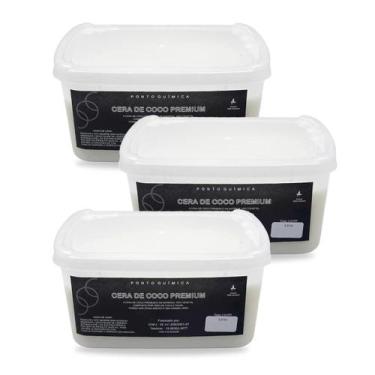 Imagem de Kit 3kg Cera de Coco Premium 100% Vegetal p/ Velas Ponto Química