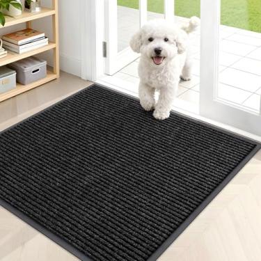 Imagem de OLANLY Tapete de porta da frente para entrada interna e externa, capacho resistente à água, resistente ao desbotamento, perfil baixo, fácil de limpar, tapetes de boas-vindas para varanda, 89 x 76 cm