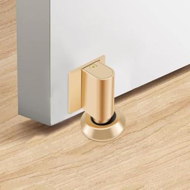 Imagem de MABCIRY Batente de porta magnético, sem perfuração, batente de porta de piso silencioso, suporte magnético invisível, trava magnética de liga de zinco para manter a porta aberta para escritório, casa