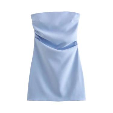 Imagem de Vestido Curto Plissado Feminino Slim Fit Casual Moda Estilo Europeu Am