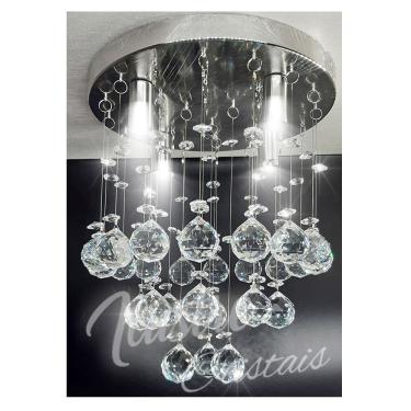 Imagem de Lustre Plafon Cristal Legítimo Redondo 24 Cm em Camadas - Transparente