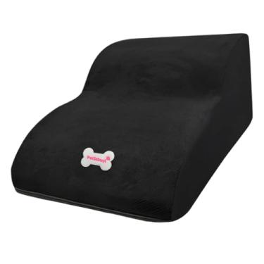 Imagem de Gralara Escada para animais de estimação com 2 degraus, rampa suave para cães, versátil para cães idosos, carro, uso interno e sofá, Preto