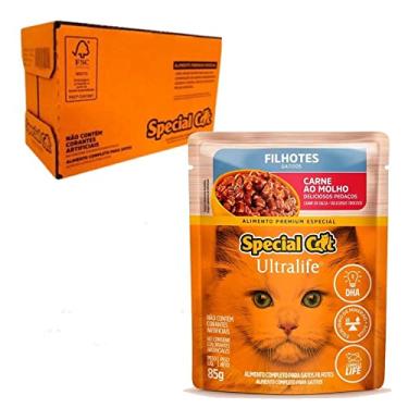 Imagem de Ração Úmida Special Cat Ultralife para Gatos Filhotes Sabor Carne ao Molho 85g - Pack com 12 unidades