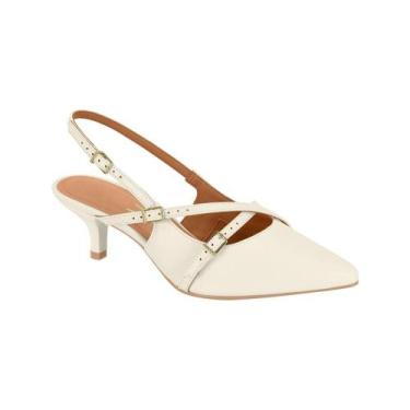 Imagem de Sapato Scarpin Feminino Vizzano Slingback Salto Baixo Branco, Branco, 