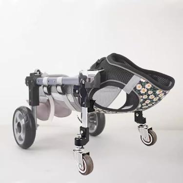 Imagem de Cadeira de rodas ajustável para cães pequenos, médios e grandes - Auxiliar de mobilidade na frente e atrás, suporte de perna para paralisia, lesões, artrite - Carrinho de 4 rodas (tamanho médio)