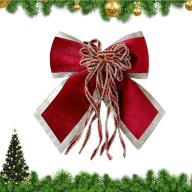 Imagem de Laços de Natal | vintage de veludo | Laços de Natal de veludo, decoração de férias | para artigos de festa, guirlanda, lareira, interior, exterior, casa, escritório, escola, casa de fazenda