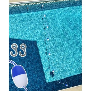 Imagem de Corda de segurança para piscina com flutuadores e ganchos – Corda de bóia de piscina de 7,6 m para divisão de pista, corda flutuante durável para corridas de natação e marcação de piscina