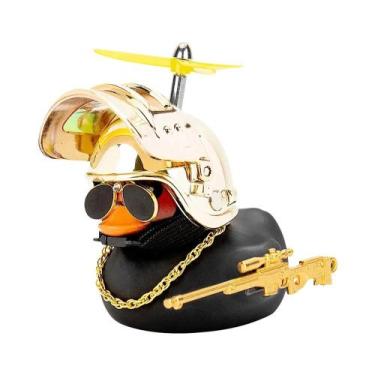Imagem de Pato De Borracha Amarelo E Preto Com Hélice Para Capacete De Bicicleta