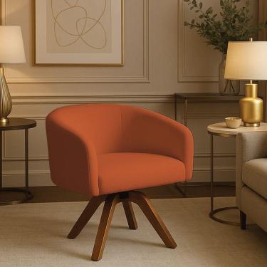 Imagem de Poltrona Sala Base Giratória Madeira Arielle Bouclê D03 - D'rossi Terracota