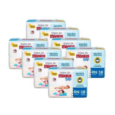 Imagem de Fralda Turma Da Mônica Jumbinho Tamanho RN 8 Pacotes Com 18