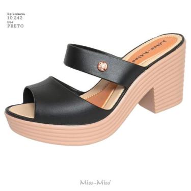 Imagem de Sandália Feminina Tamanco Basic  Sola Alta Miss Miss ref 10242, Preto,