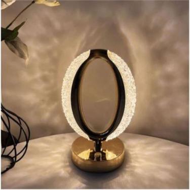 Imagem de Luminária de Mesa Lâmpada OVAL de Quarto Luxuosa Cristal Acrílico 3 To