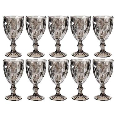 Imagem de Taça Diamante de Vidro Cinza Metalizada 340ml Água Suco 10UN - PRATICA