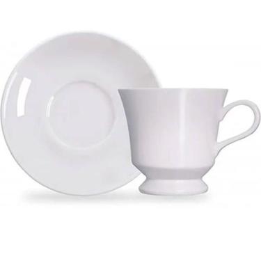 Imagem de Xícara de Café com Pires Porcelana Branca 80ml Chá Capri Servir Mesa P