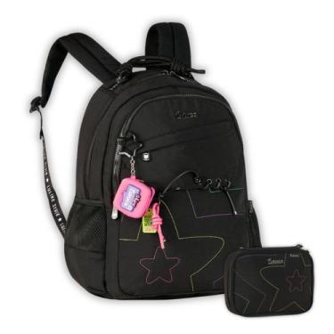 Imagem de Kit Mochila de Costas Luluca Youtuber e Estojo Juvenil Girls Cor:Preto