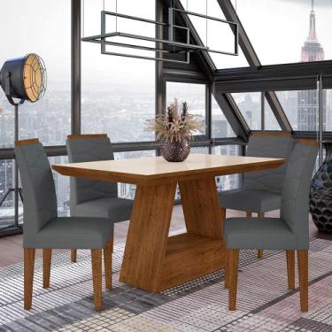 Imagem de Mesa 1,36 Com 4 Cadeiras Venice Freijó/off Prem/cinza - M. Arapongas -