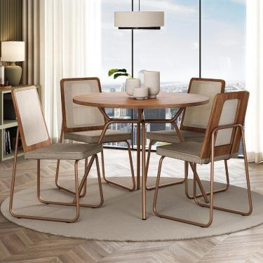Imagem de Conjunto Sala De Jantar 4 Cadeiras Domani Rosê Carraro