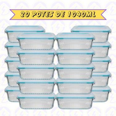 Imagem de 20un Pote de Vidro Canelado Hermético 1040ml Marmita Forno Detalhes - 