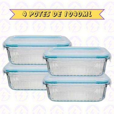 Imagem de 4un Pote de Vidro Canelado Hermético 1040ml Marmita Forno Detalhes - B