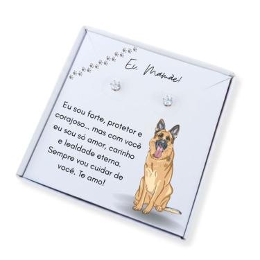 Imagem de Brinco ponto de luz de aço + Caixa presente Mãe de Pastor Alemão