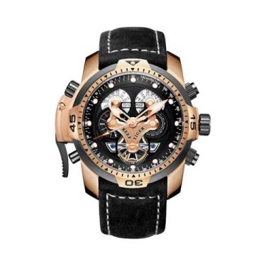 Imagem de Relógio Automático Masculino Em Ouro Rosa, Mostrador Preto, Pulseira D