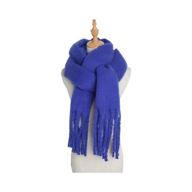 Imagem de Cachecol De Luxo Feminino Em Cashmere, Xale Grosso E Quente Com Franja