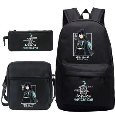 Imagem de Mochila escolar para carro, 3 unidades/lote, Demons Slayers Anime - yi
