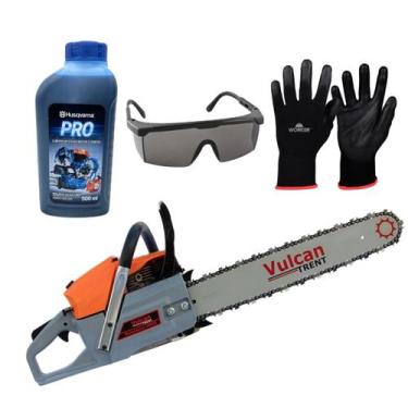 Imagem de Motosserra Vulcan VS620 62cc + Oleo 2 Tempos + Luva + Oculos