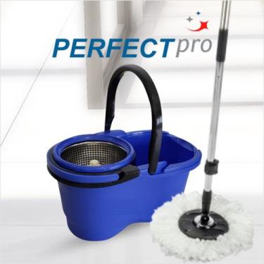 Imagem de Esfregão Giratório 16 Litros Econômico Cesto Plástico Esfregão Microfi